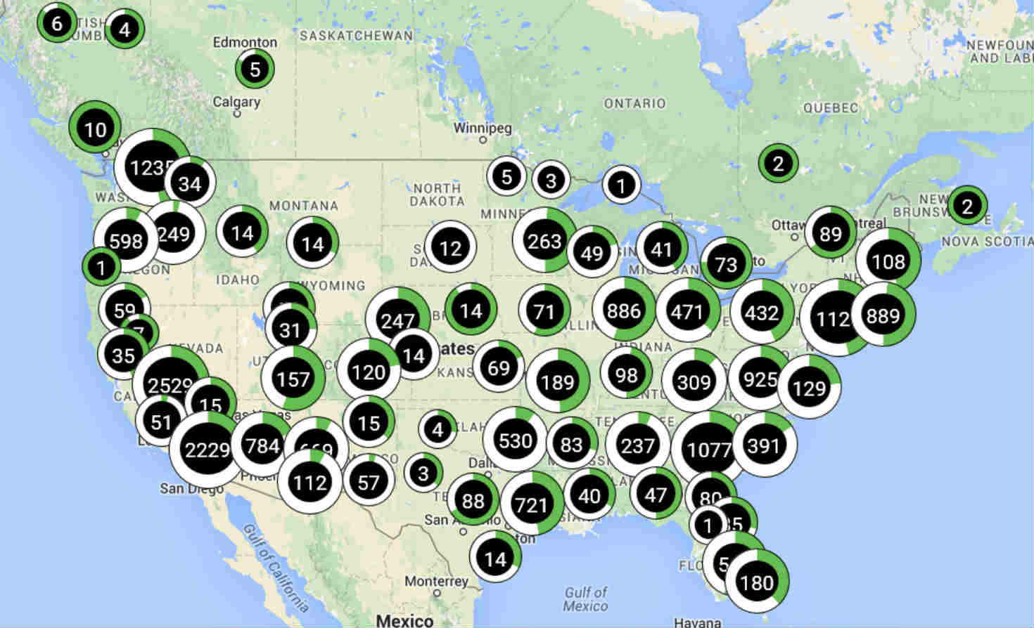 Electric Vehicle Charging Stations in North America